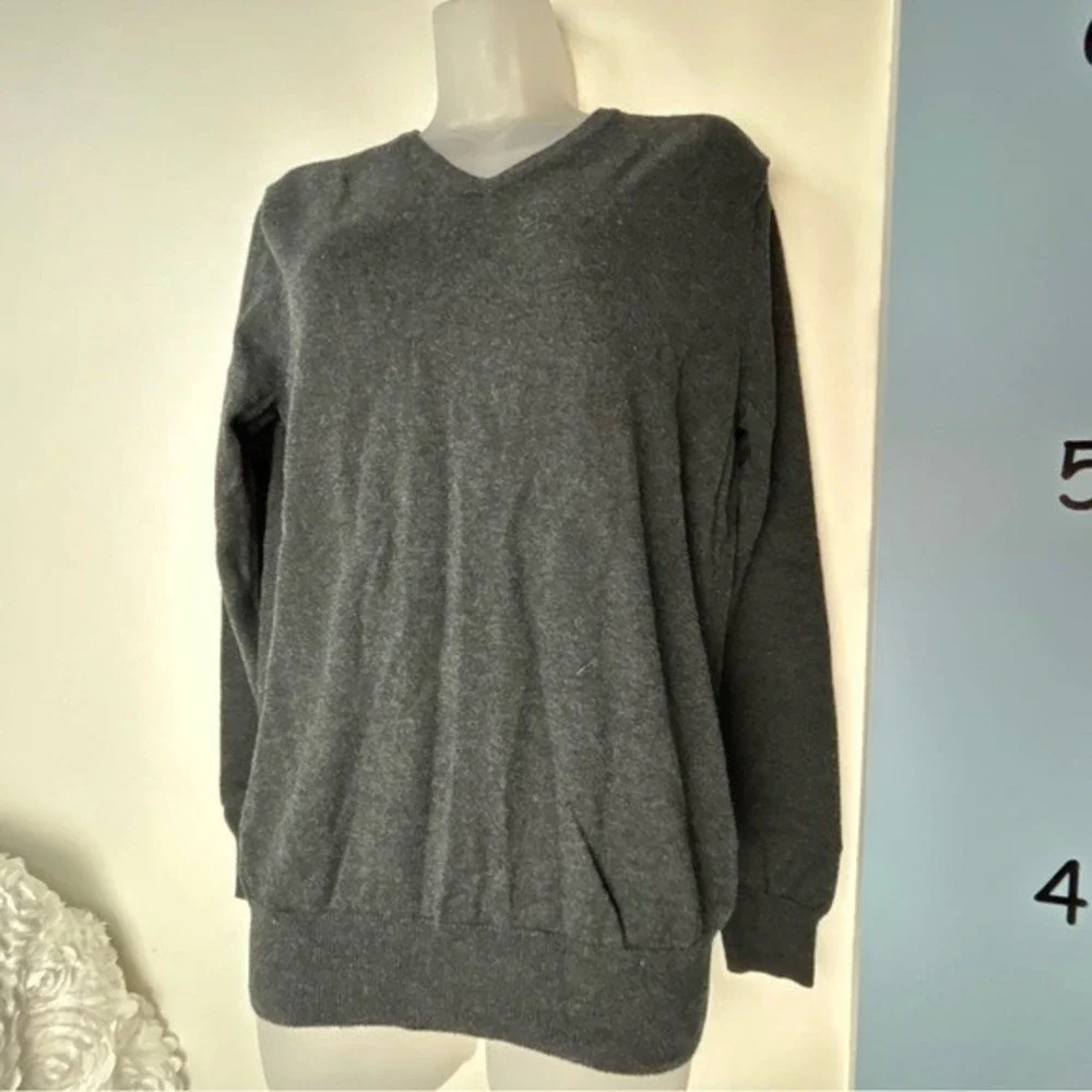 J. Crew Cotton &‎ Cashmere Black V-Neck Sweater Small